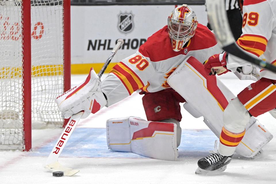 Calgary Flames goaltender Dan Vladar (80) (Photo:Â Jayne Kamin-Oncea-Imagn Images)