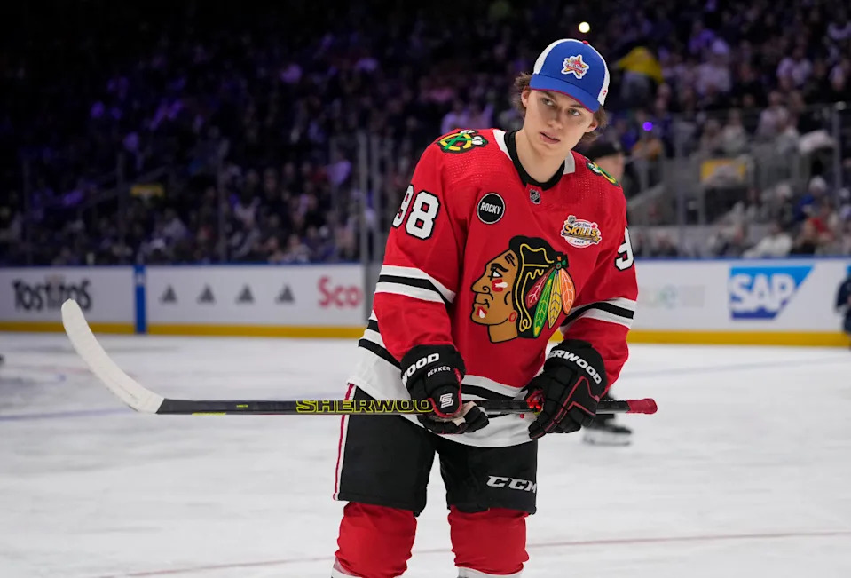 Chicago Blackhawks center Connor Bedard during the one-timer competition during the NHL All-Star Skills Competition at Scotiabank Arena.John E&period; Sokolowski-Imagn Images