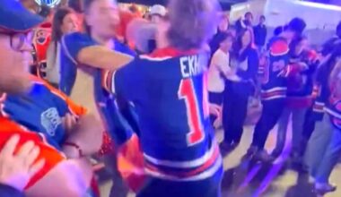 Edmonton Oilers fans get into wild brawls at Game 5 watch party