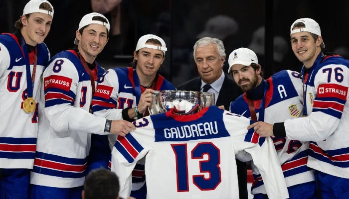 USA ice hockey team honors Gaudreau after 1st world title in 92 years