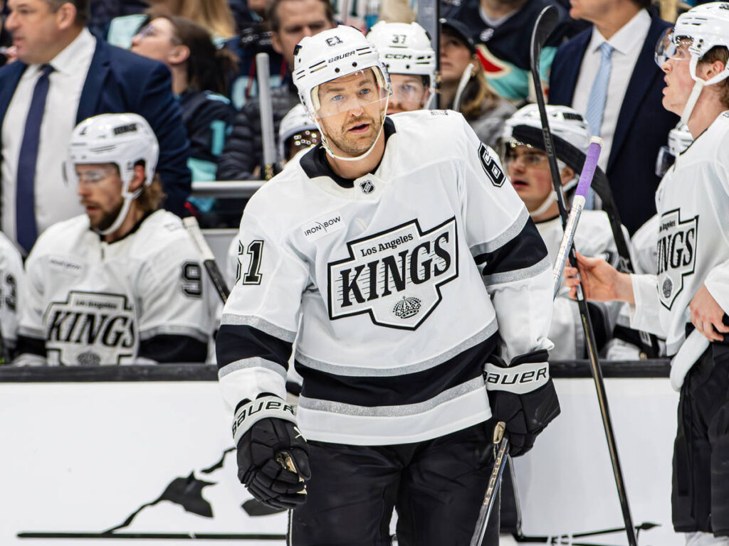 Image shows an LA Kings player during the watch party experiences