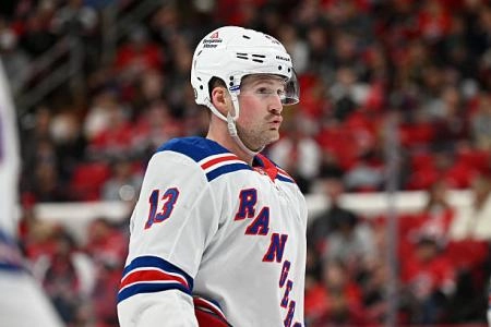 Alexis Lafreniere with the Rangers