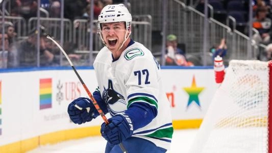 Anthony Beauvillier celebrates a goal with the Vancouver Canucks Anthony Beauvillier celebrates a goal with the Vancouver Canucks