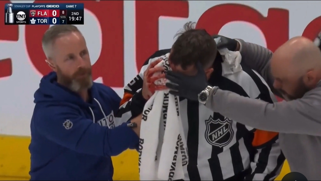 NHL Referee Leaves Game After Suffering Horrible Eye Injury During Leafs-Panthers Game 7