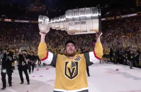Reilly Smith hoisting the Stanley Cup with the Vegas Golden Knights. Reilly Smith hoisting the Stanley Cup with the Vegas Golden Knights.