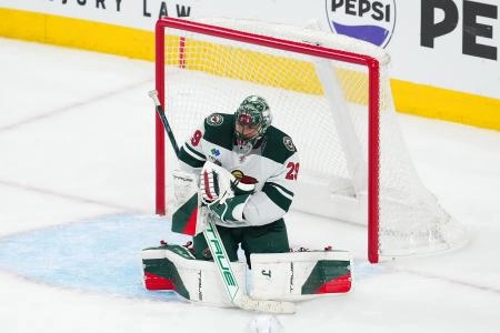 Apr 29, 2025; Las Vegas, Nevada, USA; Minnesota Wild goaltender Marc-Andre Fleury (29) makes a save against the Vegas Golden Knights during the third period of game five of the first round of the 2025 Stanley Cup Playoffs at T-Mobile Arena. Apr 29, 2025; Las Vegas, Nevada, USA; Minnesota Wild goaltender Marc-Andre Fleury (29) makes a save against the Vegas Golden Knights during the third period of game five of the first round of the 2025 Stanley Cup Playoffs at T-Mobile Arena.