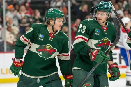 Minnesota Wild Forwards Marco Rossi and Kirill Kaprizov Minnesota Wild Forwards Marco Rossi and Kirill Kaprizov