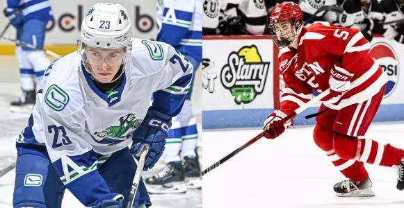 Vancouver Canucks prospects Jonathan Lekkerimaki  Tom Willander.