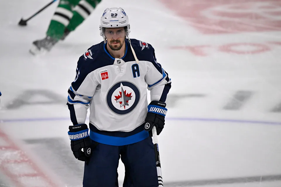 Winnipeg Jets center Mark Scheifele (55) skates in warmups prior to Game 6 against the Dallas Stars.Jerome Miron