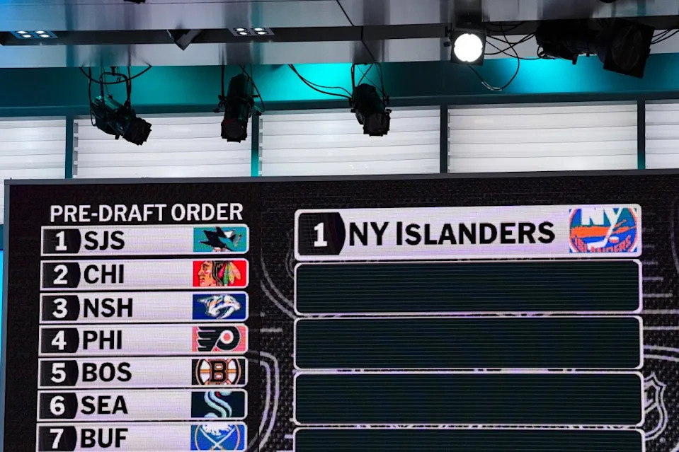The Islanders are announced as the No. 1 overall draft position during the 2025 NHL Draft Lottery at NHL Network Studio on May 5, 2025 in Secaucus, New Jersey. NHLI via Getty Images