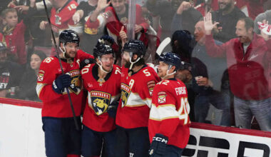 Panthers score 5 in the 3rd period, roll past Hurricanes 6-2 to move win away from Cup final