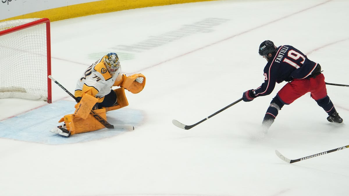 Kirill Marchenko hat trick leads Blue Jackets rout of Predators