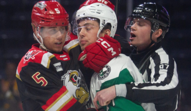 Griffins on brink of elimination; Leafs edge Panthers in Game 1