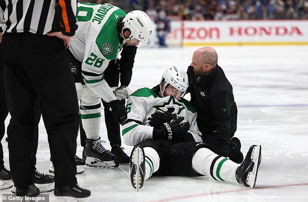 Dallas Stars defender Lian Bichsel crashed into the boards head-first on Thursday night