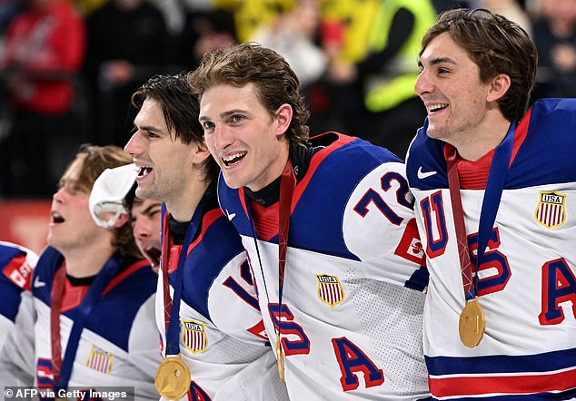 Tage Thompson (72) scored the goal that won the USA its first medal since 1933