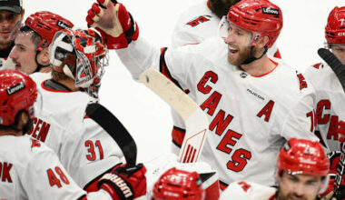 Jaccob Slavin scores in OT as the Hurricanes beat the Capitals in Game 1 of their 2nd-round series