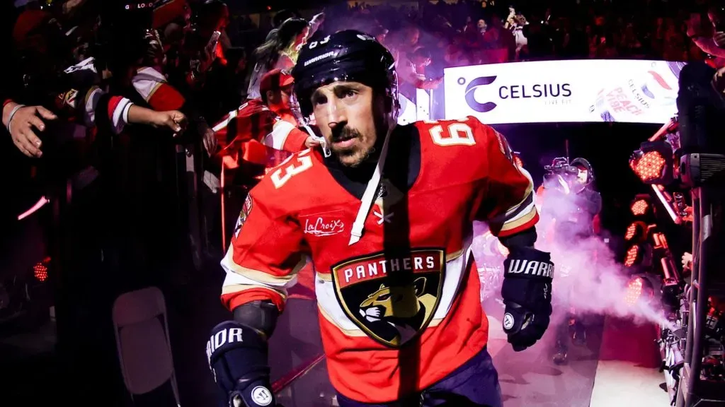 Brad Marchand #63 of the Florida Panthers walks to the ice before playing the Toronto Maple Leafs in Game Six of the Second Round of the 2025 Stanley Cup Playoffs at Amerant Bank Arena on May 16, 2025 in Sunrise, Florida