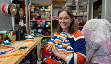 Anxious Edmonton Oilers fans flock to crocheted chickens to survive the playoffs