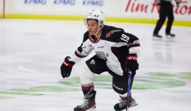 Cameron Schmidt skating for the Vancouver Giants