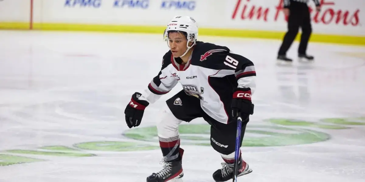 Cameron Schmidt skating for the Vancouver Giants