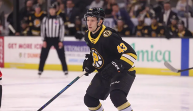 Dans Locmelis skating for the Providence Bruins