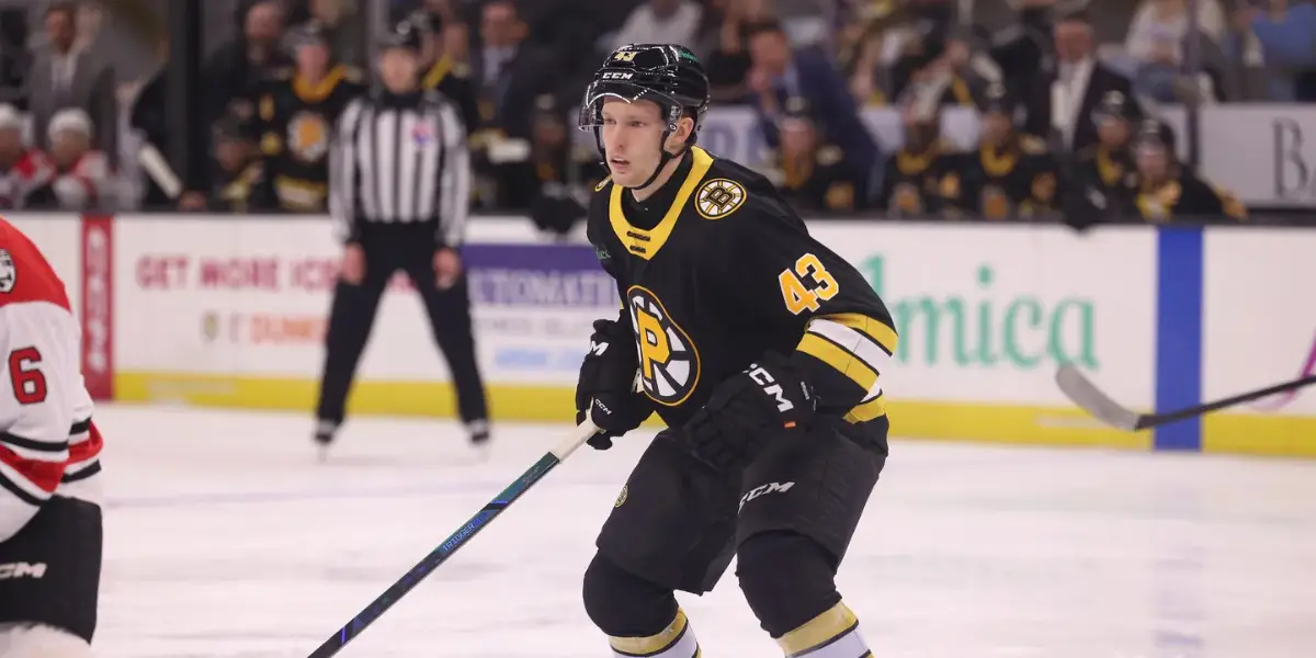 Dans Locmelis skating for the Providence Bruins