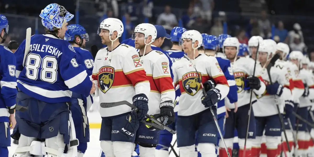 Florida and Tampa Bay shake hands after the conclusion of Game 5.