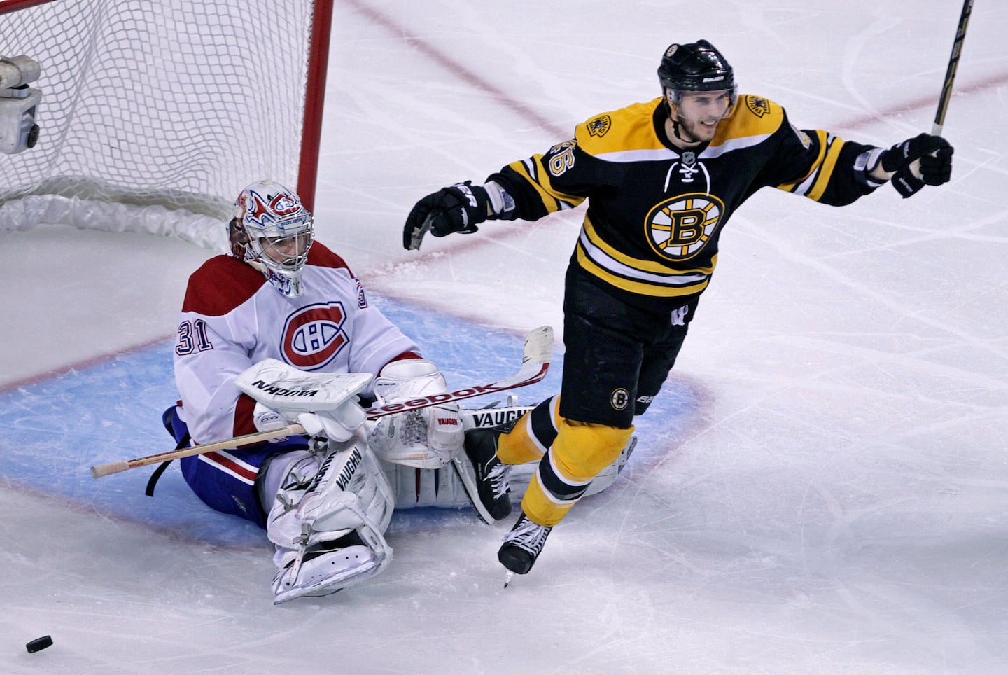 The Bruins beat the Canadiens in the Eastern Conference quarterfinals despite losing the first two games.