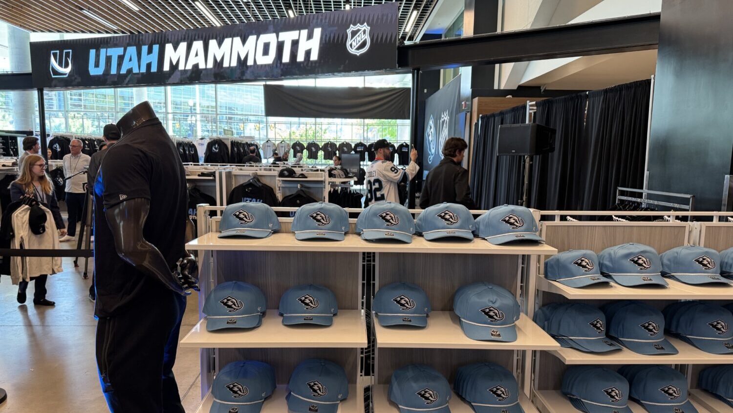 The Delta Center team store was stocked with Utah Mammoth gear Wednesday....
