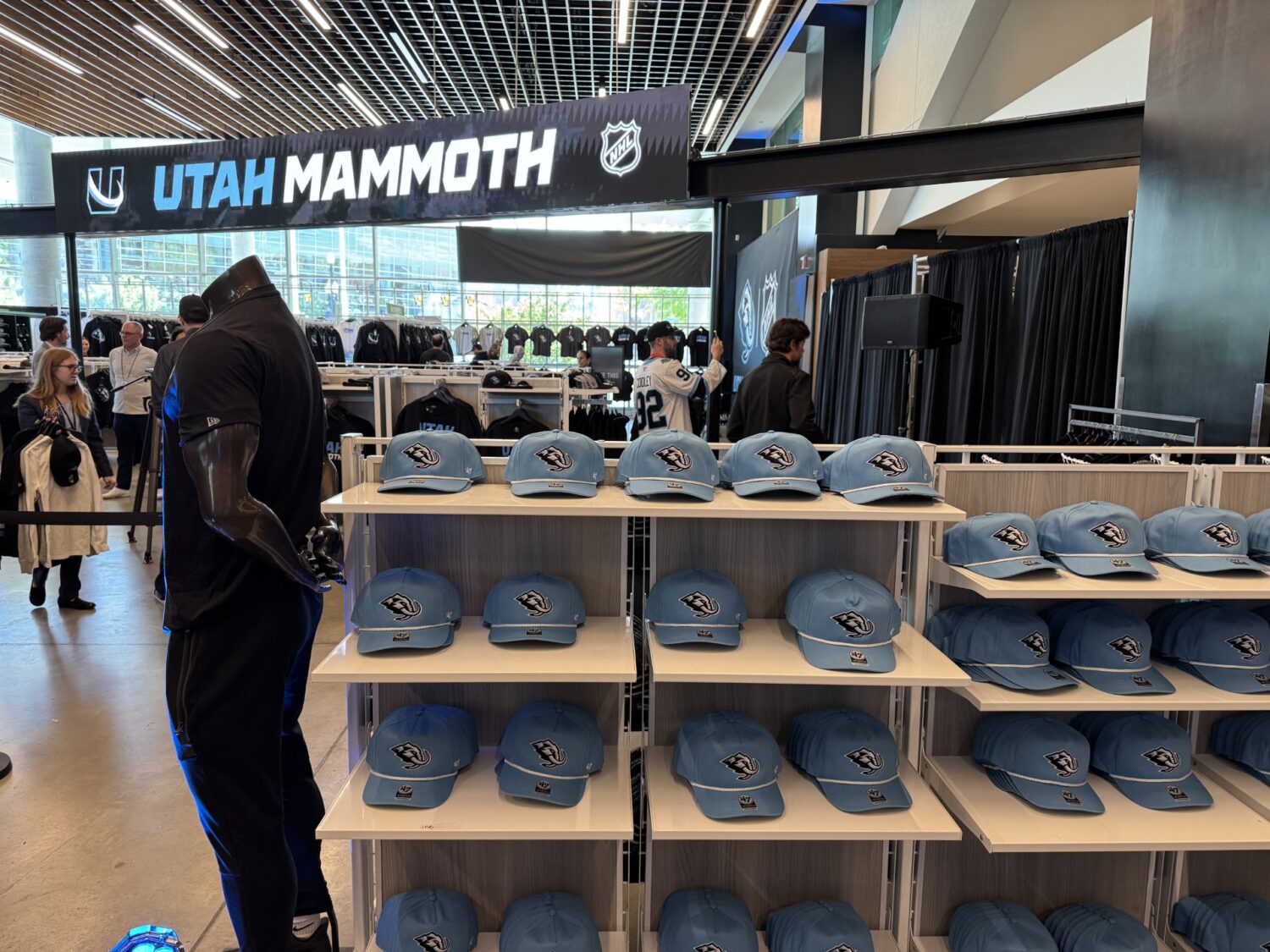 The Delta Center team store was stocked with Utah Mammoth gear Wednesday.