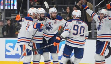 Oilers rally for NHL-record fifth straight time to beat Golden Knights 4-2 in Game 1