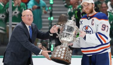 Oilers gladly touched West trophy ahead of Cup rematch while it was hands off for Panthers in the East