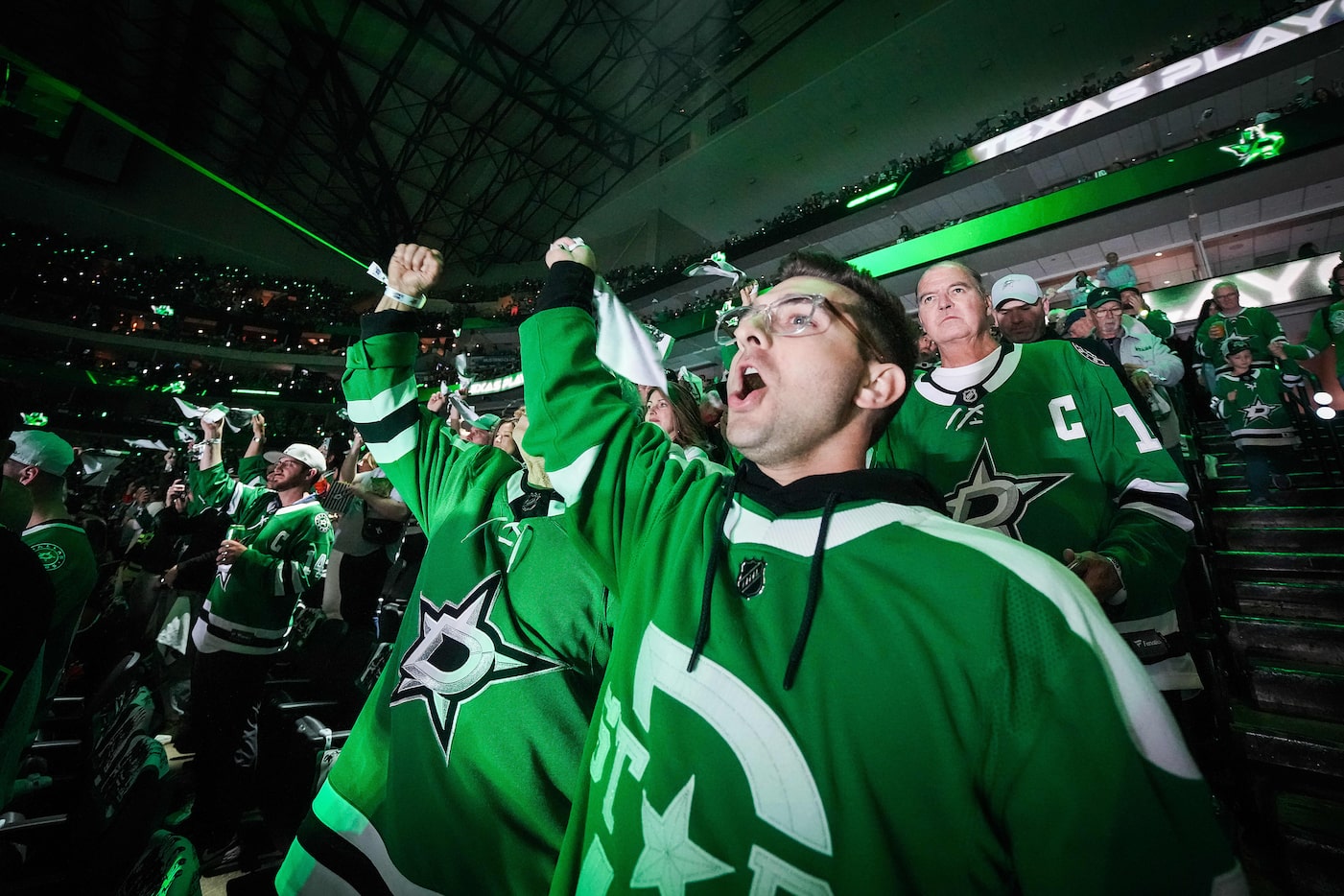 Dallas Stars fans cheer their team before Game 5 of the NHL Western Conference finals...