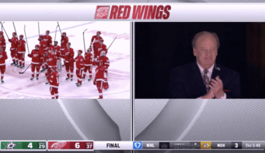 Longtime broadcaster honored by players after final home game