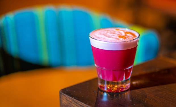 The Chicha Sour, featuring pisco quebranta, chicha morada (a drink made with Peruvian purple corn) and lime at Peruvian restaurant Jarana in Aventura. (Noah Fecks/Courtesy)