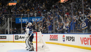 Connor Hellebuyck and the Jets host the Blues in Game 7 of their 1st-round NHL playoff series