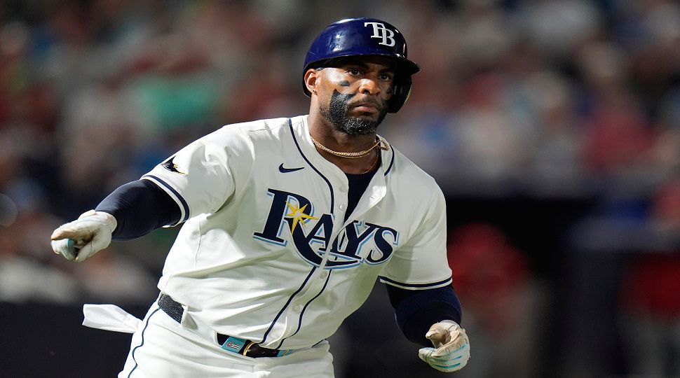 Tampa Bay Rays' Yandy Díaz celebrates his three-run home run off Philadelphia Phillies pitcher Tanner Banks during the seventh inning of a baseball game Thursday, May 8, 2025, in Tampa, Fla. (AP Photo/Chris O'Meara)