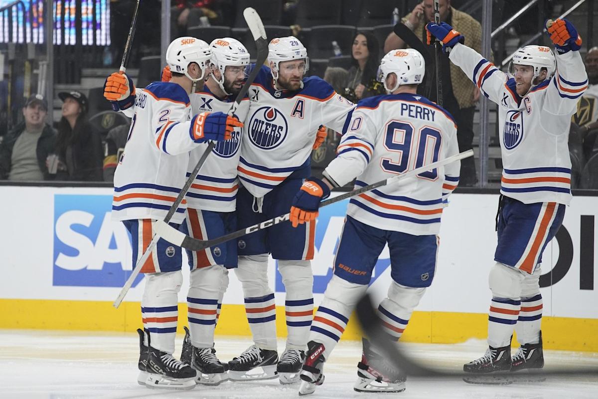 Oilers rally for NHL-record fifth straight time to beat Golden Knights 4-2 in second-round playoff opener