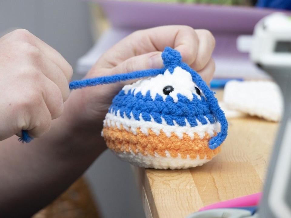 Edmonton Oilers fan Ashley Sinclair crochets Oilers emotional support chickens for stressed-out fans. In 10 days, 300 orders have been placed, and Sinclair has had to bring on a team of local crocheters to help fulfill the order.