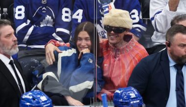 Justin and Hailey Bieber's Hockey Date PDA