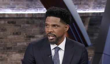 Udonis Haslem on the set of "NBA Countdown", April 21, 2025 via ESPN.com.
