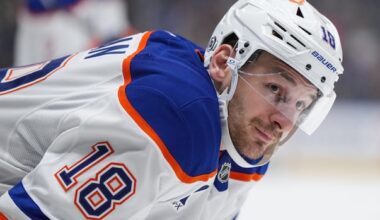 Edmonton Oiler Hyman leaving mark in NHL playoffs with hits, not goals