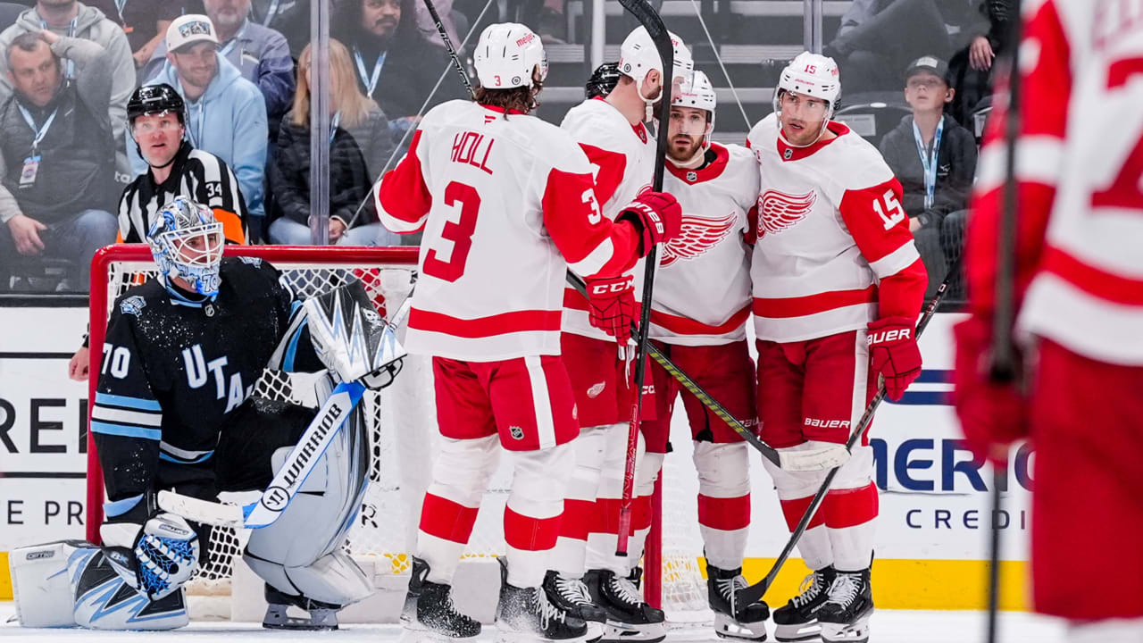 Red Wings score 5, top Utah Hockey Club despite being limited to 14 shots
