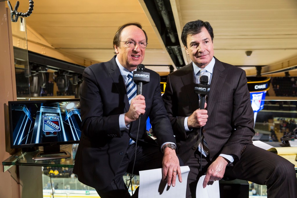 MSG Rangers announcers Sam Rosen and Joe Micheletti in 2015.