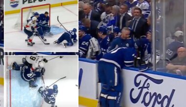 Maple Leafs' Anthony Stolarz leaves game in ambulance after puking on bench