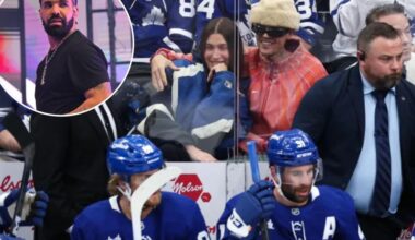 Justin Bieber makes Maple Leafs appearance with wife Hailey — and Drake blames him for ‘curse’