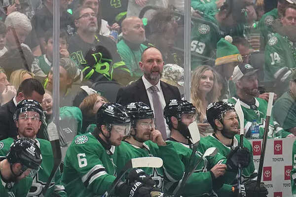 Pete DeBoer watches the action from behind the bench (Credit: Getty Image) Pete DeBoer watches the action from behind the bench