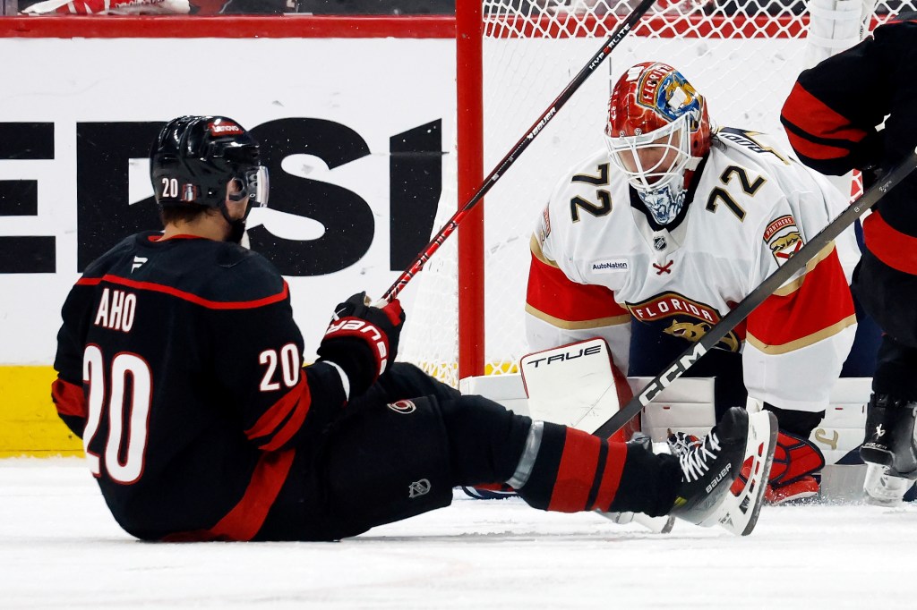 Carolina's Sebastian Aho leads the series in shots with 16.