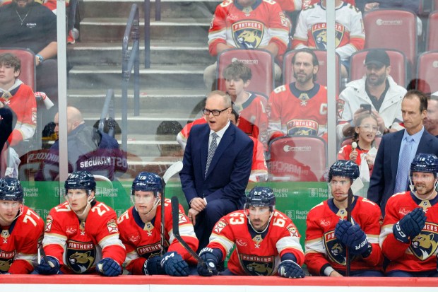 Florida Panthers head coach Paul Maurice is seen during the...