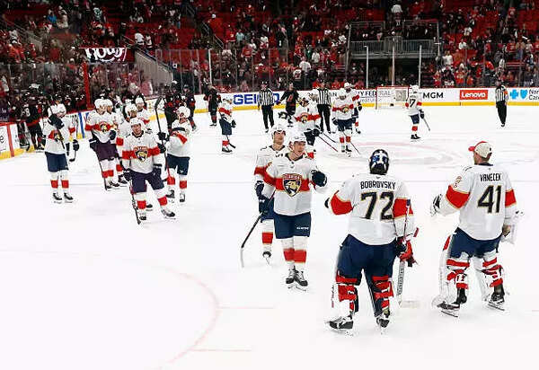 The Florida Panthers celebrate a goal